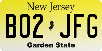 NJ license plate B02JFG