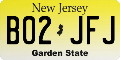 NJ license plate B02JFJ