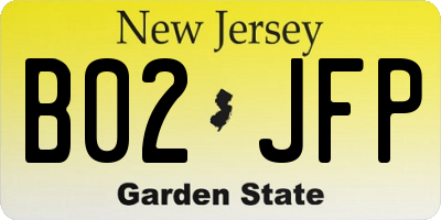 NJ license plate B02JFP