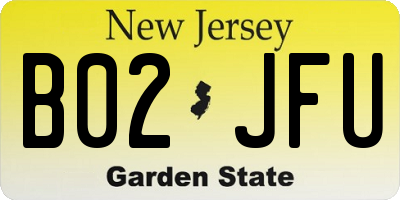 NJ license plate B02JFU
