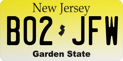 NJ license plate B02JFW