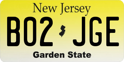 NJ license plate B02JGE