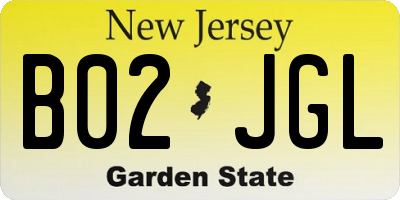 NJ license plate B02JGL