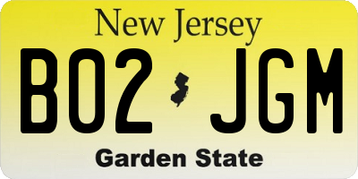 NJ license plate B02JGM