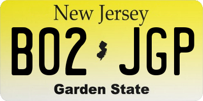 NJ license plate B02JGP