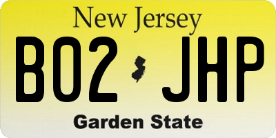 NJ license plate B02JHP
