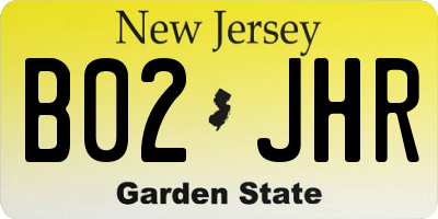 NJ license plate B02JHR