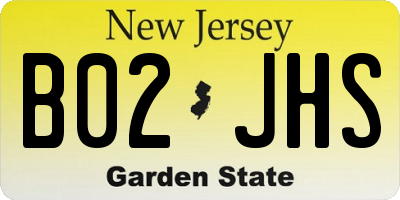 NJ license plate B02JHS