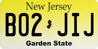 NJ license plate B02JIJ