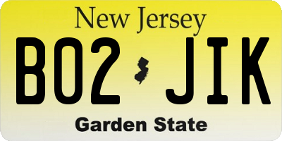NJ license plate B02JIK