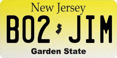 NJ license plate B02JIM