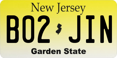 NJ license plate B02JIN