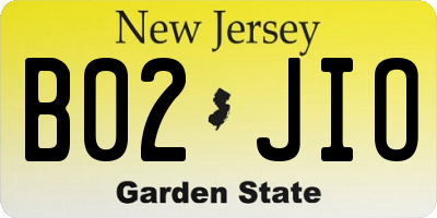 NJ license plate B02JIO