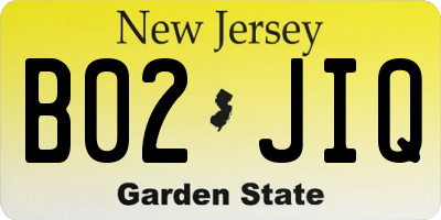 NJ license plate B02JIQ