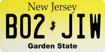 NJ license plate B02JIW