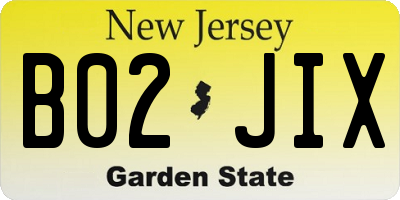 NJ license plate B02JIX