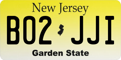 NJ license plate B02JJI