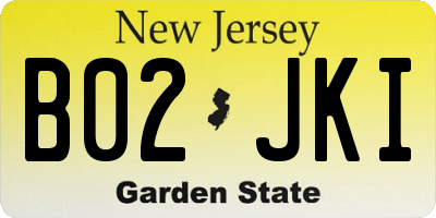 NJ license plate B02JKI