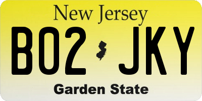 NJ license plate B02JKY