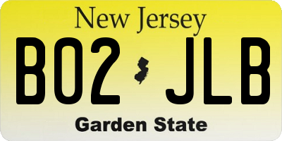 NJ license plate B02JLB