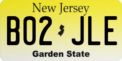NJ license plate B02JLE