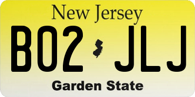 NJ license plate B02JLJ