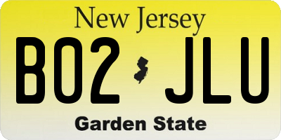 NJ license plate B02JLU