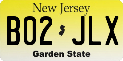 NJ license plate B02JLX