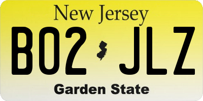 NJ license plate B02JLZ