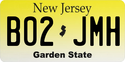 NJ license plate B02JMH