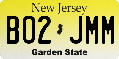 NJ license plate B02JMM