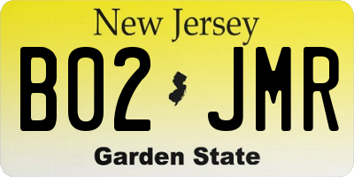 NJ license plate B02JMR