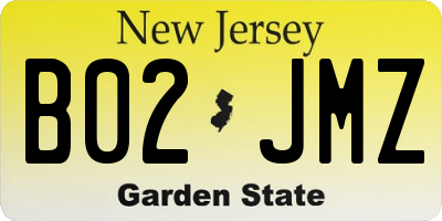NJ license plate B02JMZ
