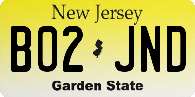 NJ license plate B02JND