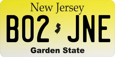 NJ license plate B02JNE