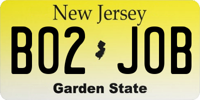 NJ license plate B02JOB