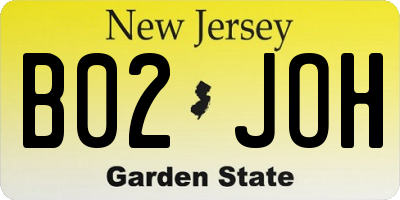 NJ license plate B02JOH