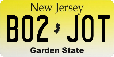 NJ license plate B02JOT