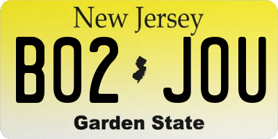 NJ license plate B02JOU