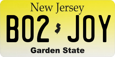 NJ license plate B02JOY