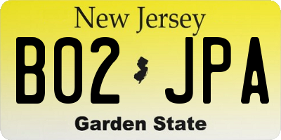 NJ license plate B02JPA