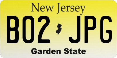NJ license plate B02JPG