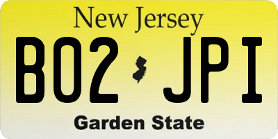 NJ license plate B02JPI