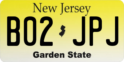 NJ license plate B02JPJ
