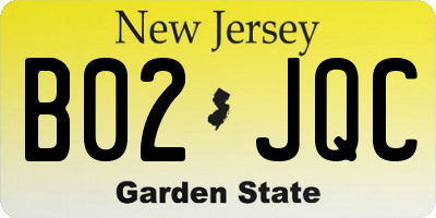 NJ license plate B02JQC