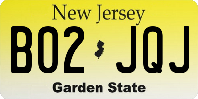 NJ license plate B02JQJ