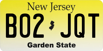 NJ license plate B02JQT