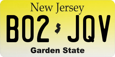 NJ license plate B02JQV