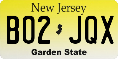 NJ license plate B02JQX