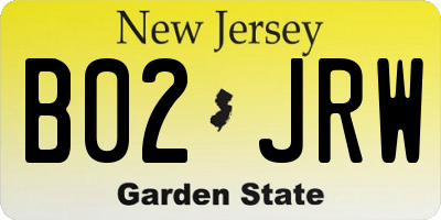 NJ license plate B02JRW